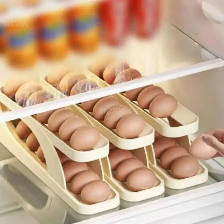 Egg Organizer Automatic Scrolling Egg Rack, Double Layer