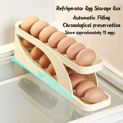 Egg Organizer Automatic Scrolling Egg Rack, Double Layer