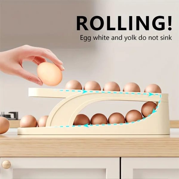 Egg Organizer Automatic Scrolling Egg Rack, Double Layer