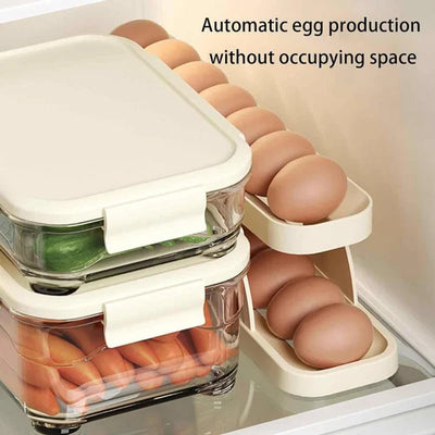 Egg Organizer Automatic Scrolling Egg Rack, Double Layer