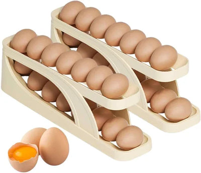 Egg Organizer Automatic Scrolling Egg Rack, Double Layer